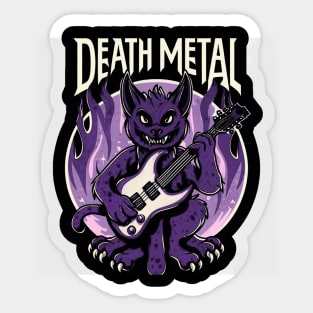 Death Metal Satanic Baphomet Cat playing guitar Sticker